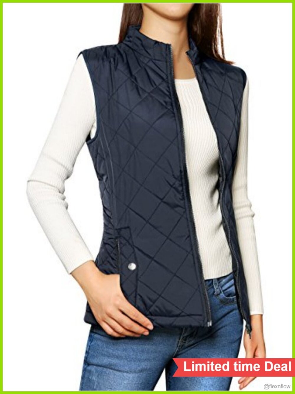 Padded Gilet Sleeveless Zip Vest Slant Pockets Lined